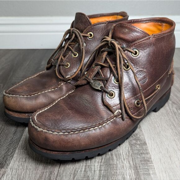 Timberland Vintage Brown leather goretex lace up hunting boots mens 9 - Picture 3 of 9